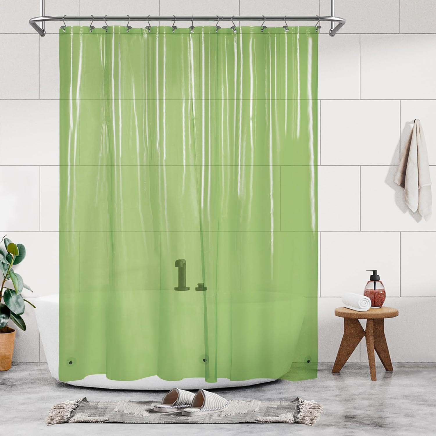 EINLAGE DUSCHVORHANG Grün transparent PEVA hochwertig wasserdicht leicht - Grün, Kunststoff (180/180cm) - MCBOSON