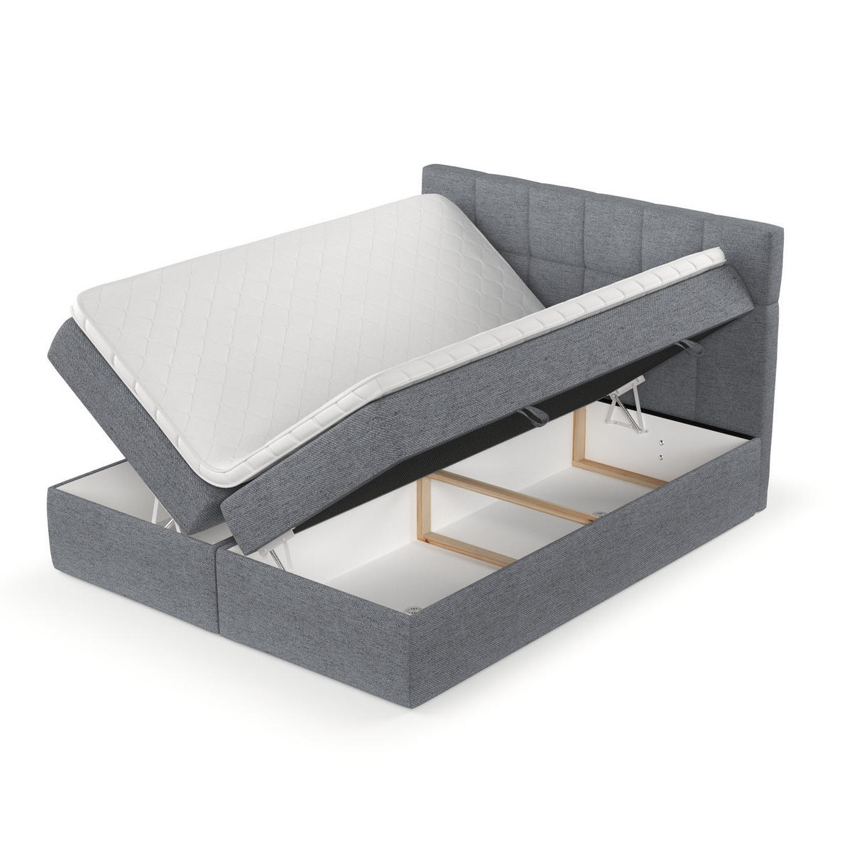 POSTEL BOXSPRING VARENO 200/200 Šedá - šedá/černá, kov/dřevo (200/200cm) - AltaBeds