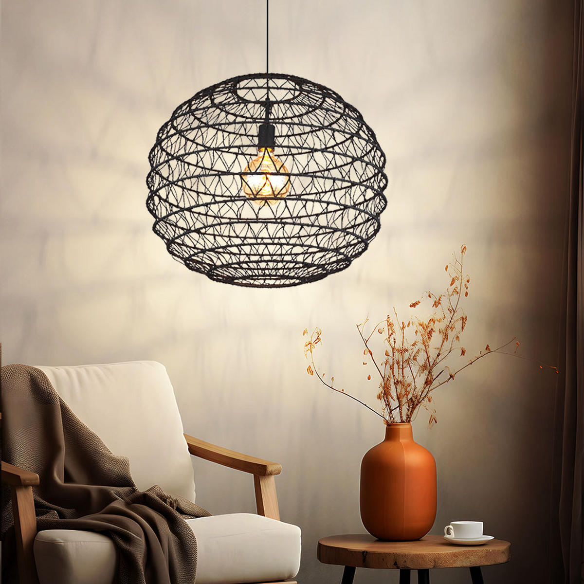 LED HÄNGELEUCHTE Metall Schwarz - Schwarz, Metall (59/59/120cm) - Globo Lighting