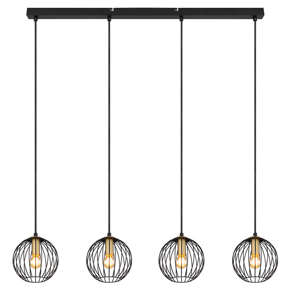 HÄNGELEUCHTE Metall Schwarz Messingfarben - Schwarz, Metall (100/16/150cm) - Globo Lighting