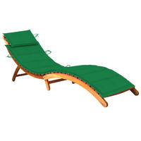 SONNENLIEGE mit Auflage Akazie Massivholz - Grün, Holz (55/64/184cm) - furnicato