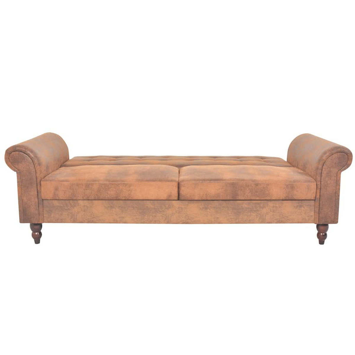 2-SITZER Schlafsofa Mit Armlehnen Künstliches Wildleder Braun - Braun, Leder (82/196/85cm) - vidaXL