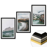 WANDBILDER 3er-Set - 40x60 cm Schwarzer Rahmen - Holzhaus an Bergstränden - Schwarz, Kunststoff (40/60cm) - ArtPrintCave