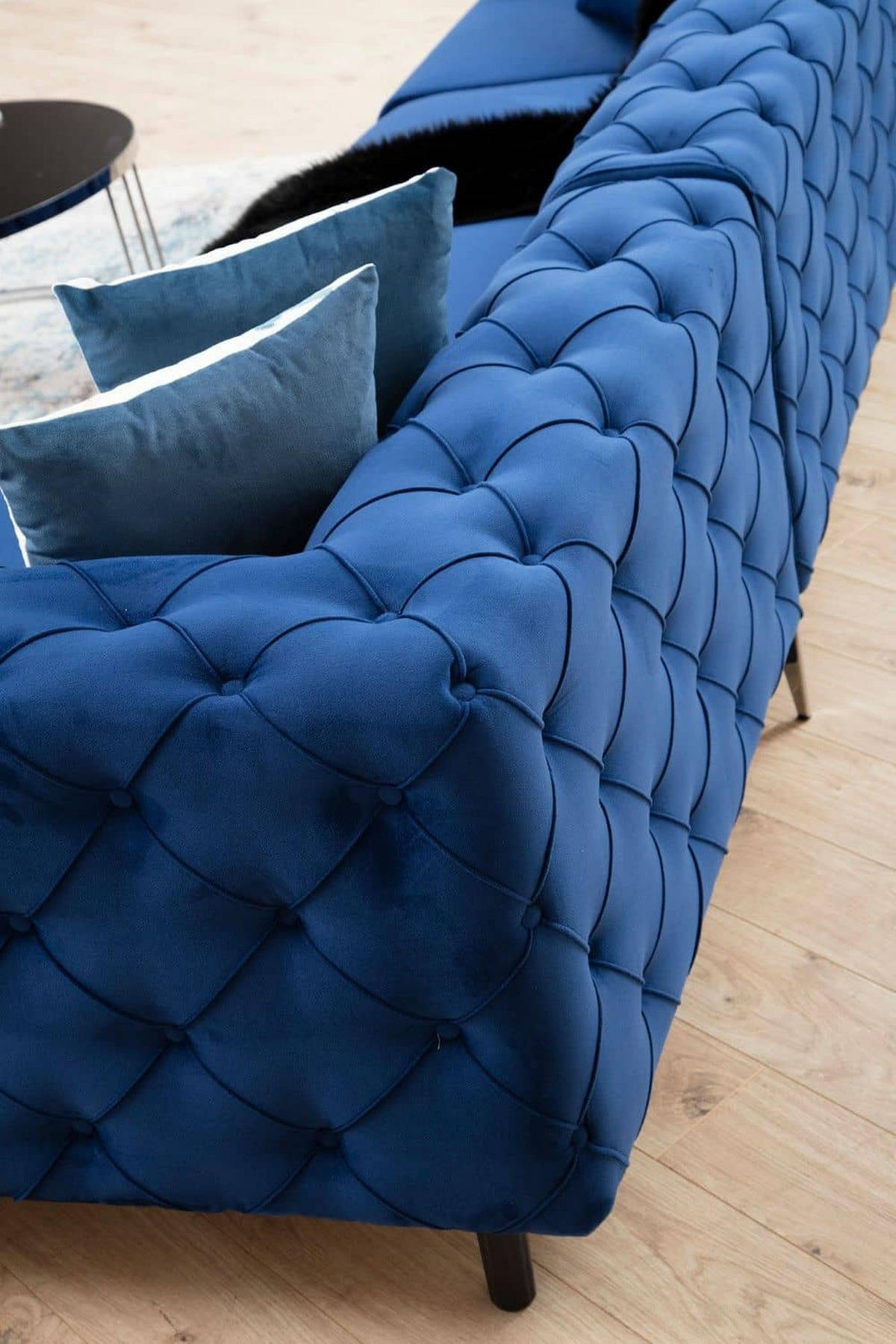 ECKSOFA mit großzügiger XXL Sitzfläche für die ganze Familie - Blau/Chromfarben, Holz/Textil (270/310cm) - myHomelando
