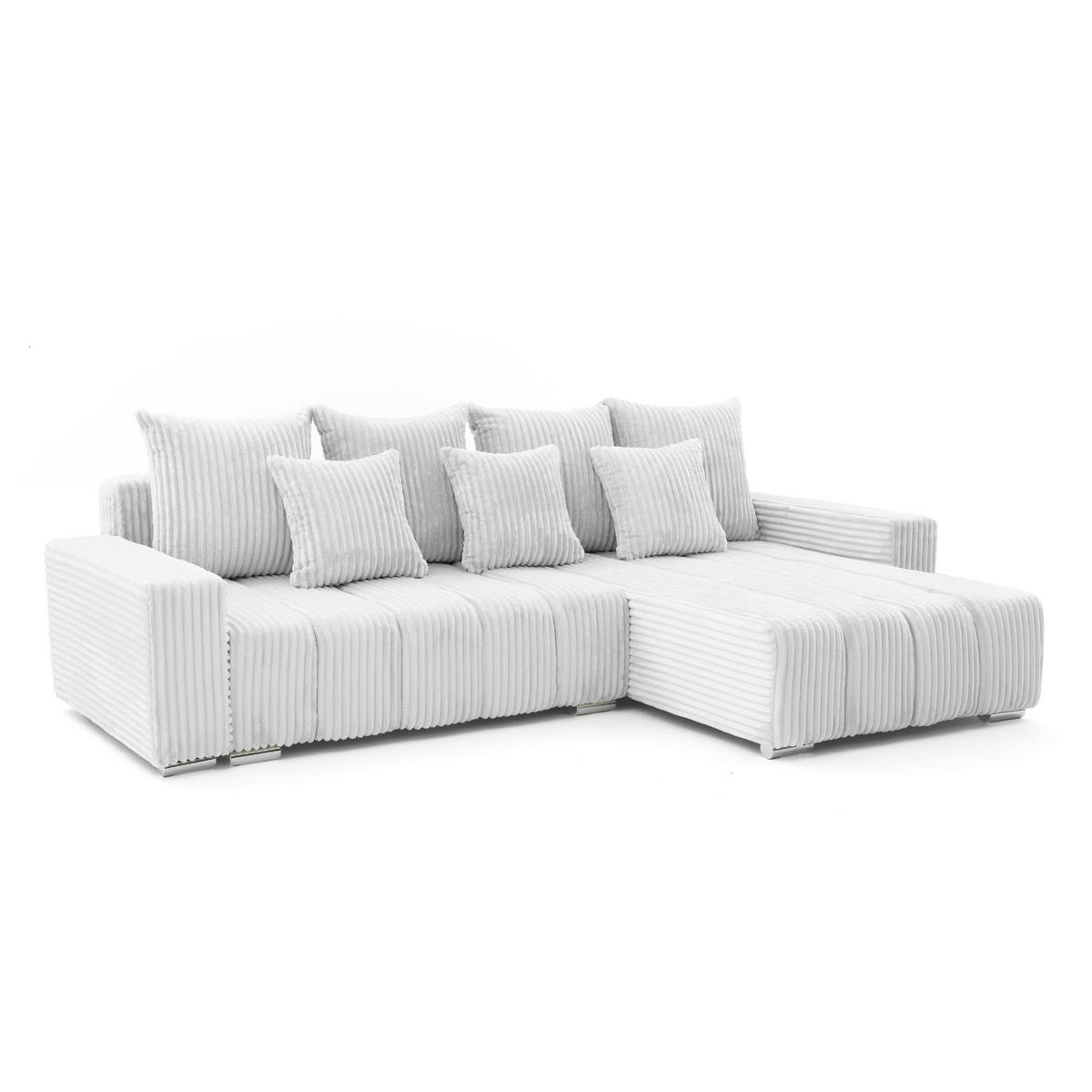 ECKSOFA PIANO L Rechts mit Schlaffunktion 137x234 Cord Hellgrau - Silberfarben/Hellgrau, Holz/Textil (178/278cm) - Muffo
