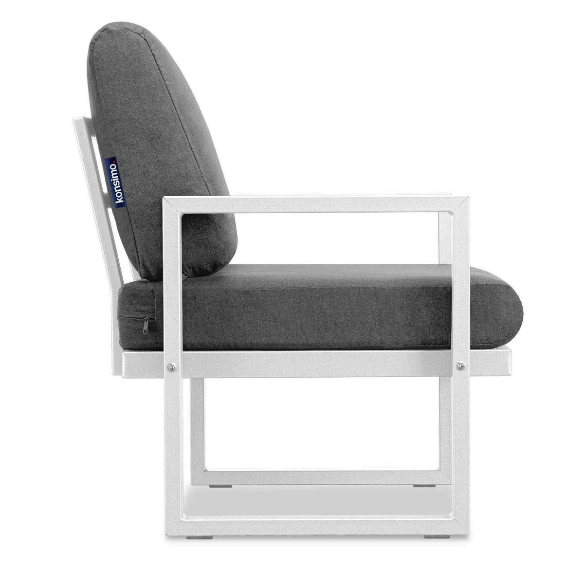GARTENSOFA FRENA 2-Personen ,Weiß/Grau - Weiß/Grau, Textil/Metall (130/65/60cm) - KONSIMO®