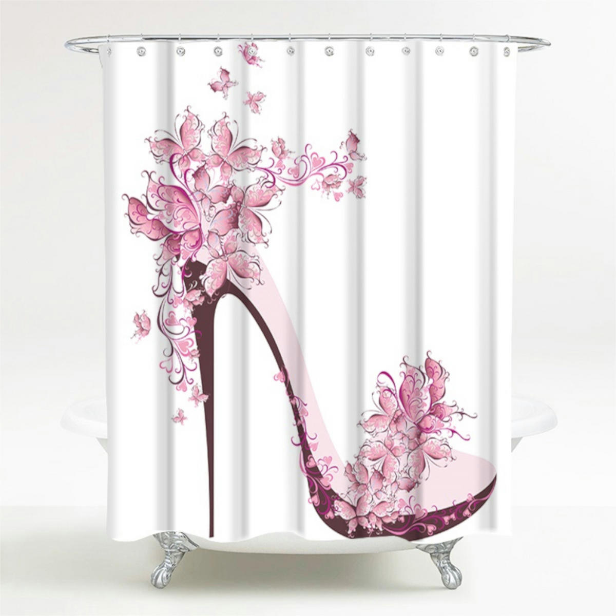 DUSCHVORHANG Schuh 180 x 200 cm - Pink, Textil (180/200cm) - Sanilo