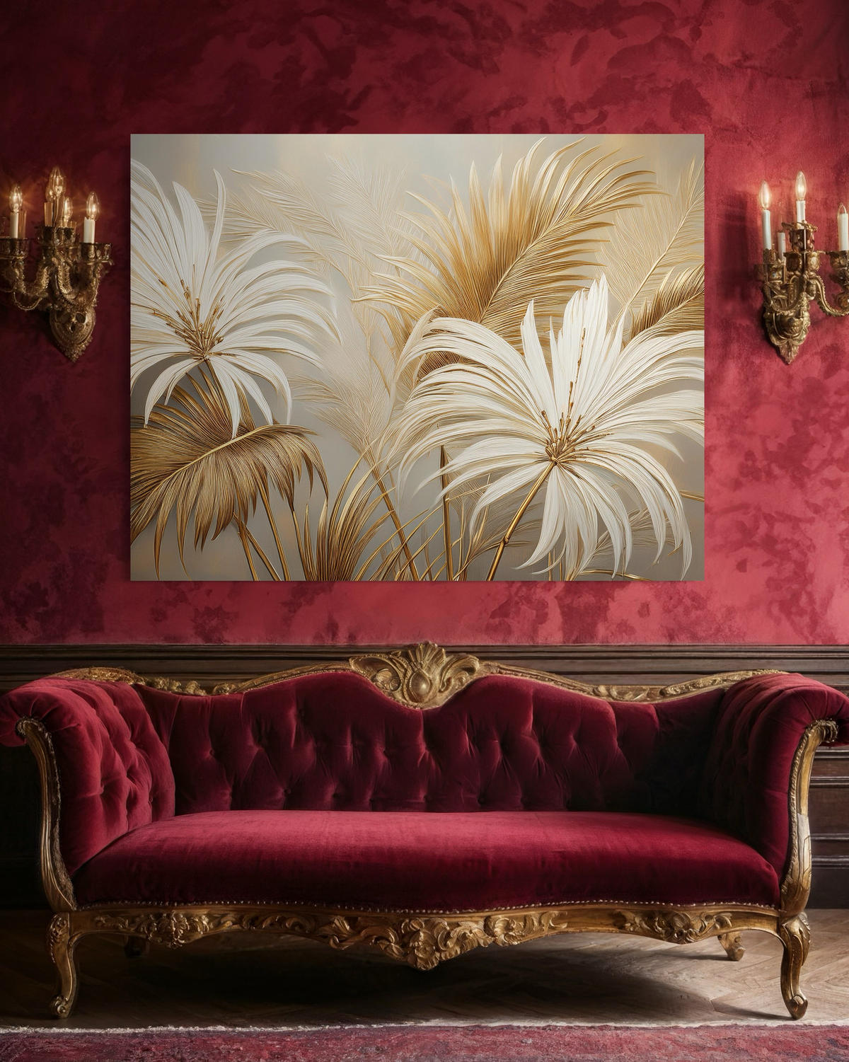 WANDBILD tropische blätter botanica - Beige, Textil (60/40cm) - Feeby