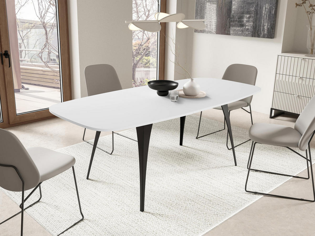 ESSTISCH Aura 160 - Schwarz/Weiß, Holzwerkstoff/Metall (90/160/76cm) - MIRJAN24