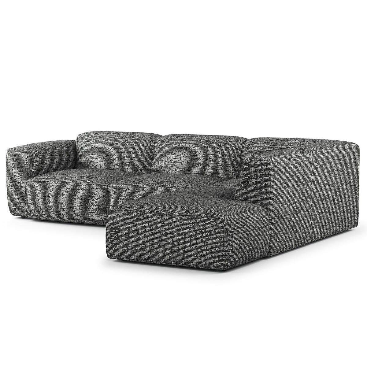 3-SITZER ECKSOFA mit Recamiere - Schwarz/Grau, Kunststoff/Textil (295/231cm) - home24