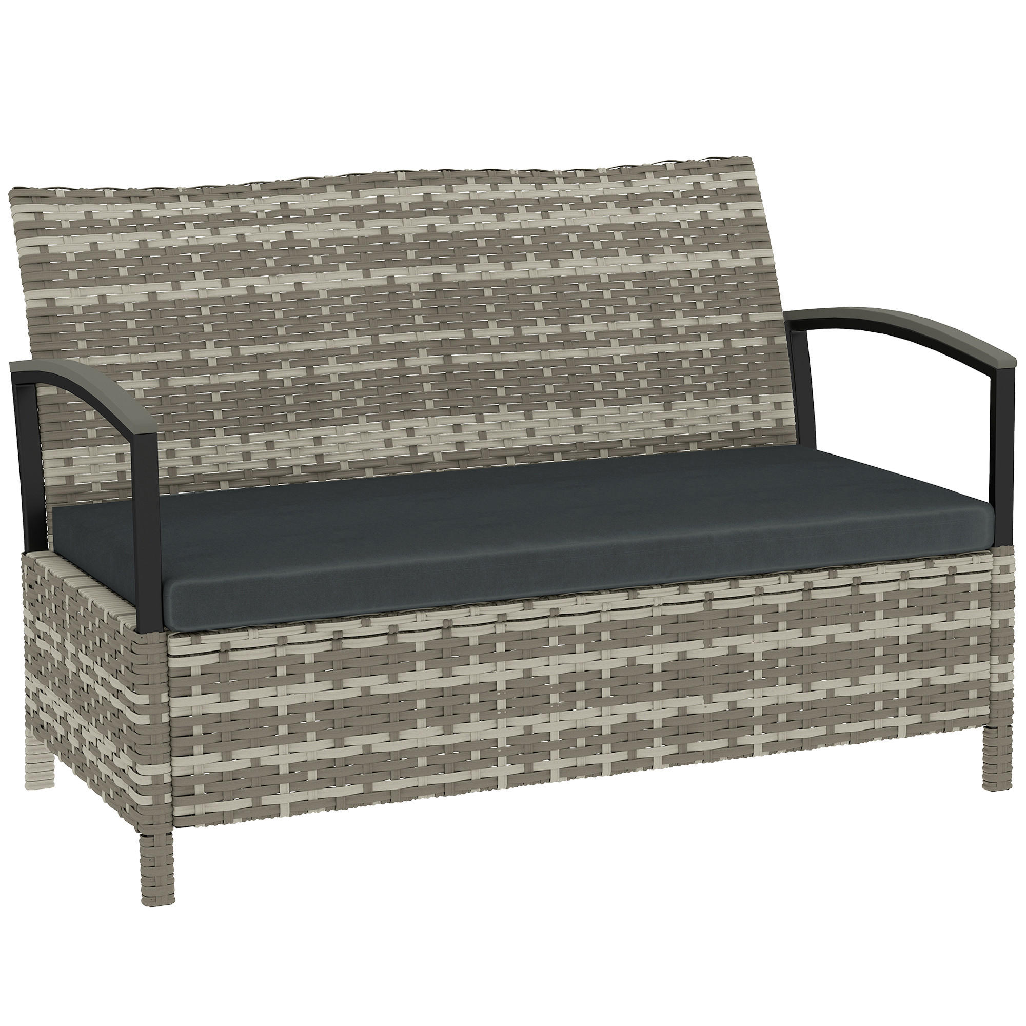 GARTENBANK DE-06767 2-Sitzer mit Kissen Dunkelgrau - Dunkelgrau, Kunststoff/Metall (123/82/70cm) - ComfortXL