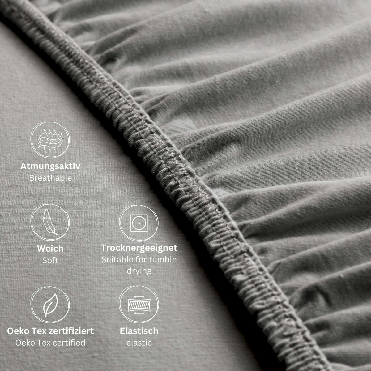 TOPPER Spannbettlaken BASIC - Grau, Textil (140/200cm) - Schöner Wohnen
