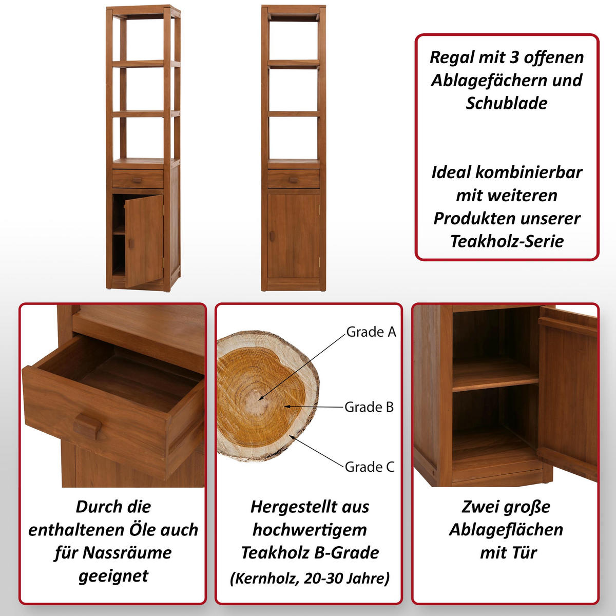 REGAL Braun - Braun, Holz (40/180/40cm) - MCW