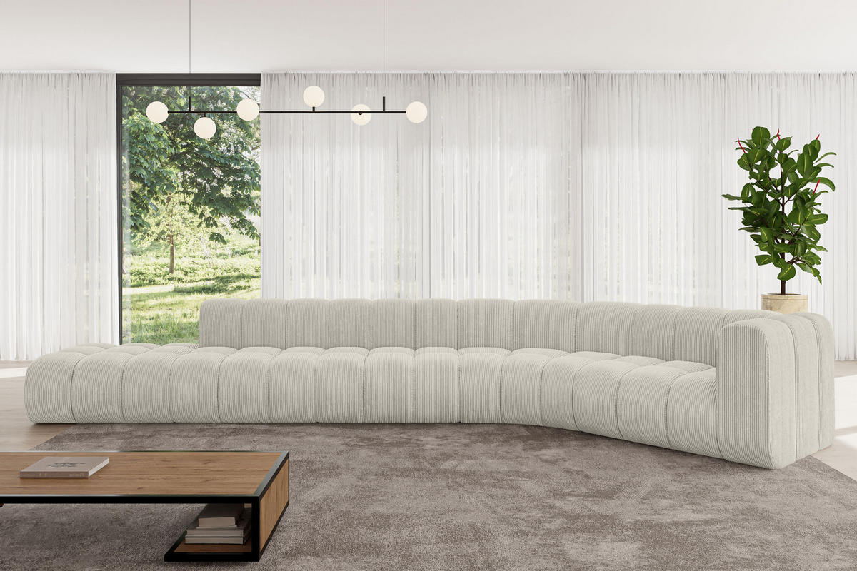 ECKSOFA modulares Sofa Tilmo-L2 - 490x194x70 cm Creme - Hellgrau/Creme, Holzwerkstoff/Textil (490/194cm) - ALTDECOR