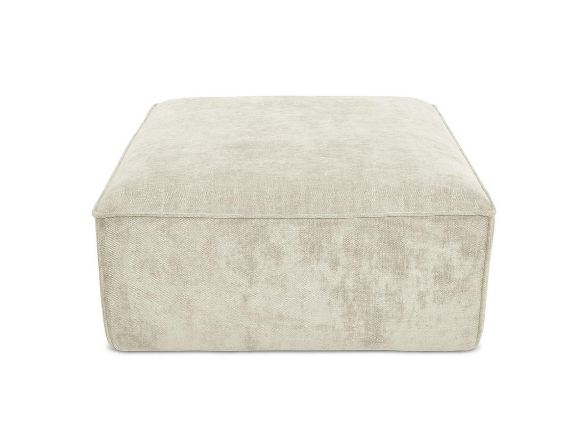 POUF Chenille Stoff Beige - Beige/Schwarz, Holzwerkstoff/Kunststoff (87/46/87cm) - Makamii