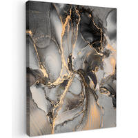 LEINWANDBILD Grau - Luxus - Gold - Marmor 60x80 cm - Dunkelgrau, Textil (60/80cm) - MuchoWow