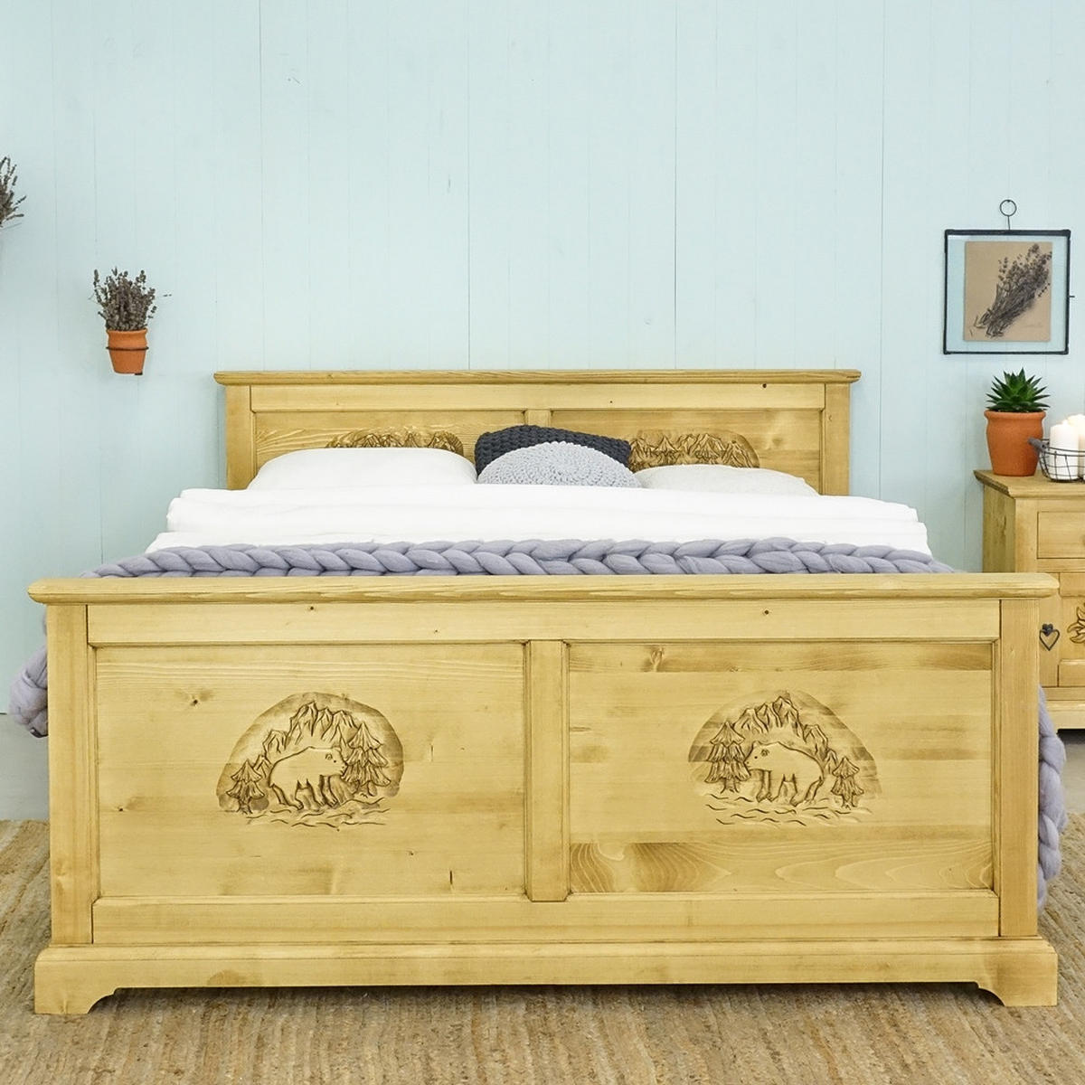 BETT aus Massivholz JAGNA - Honig, Holz (160/200cm) - Seart