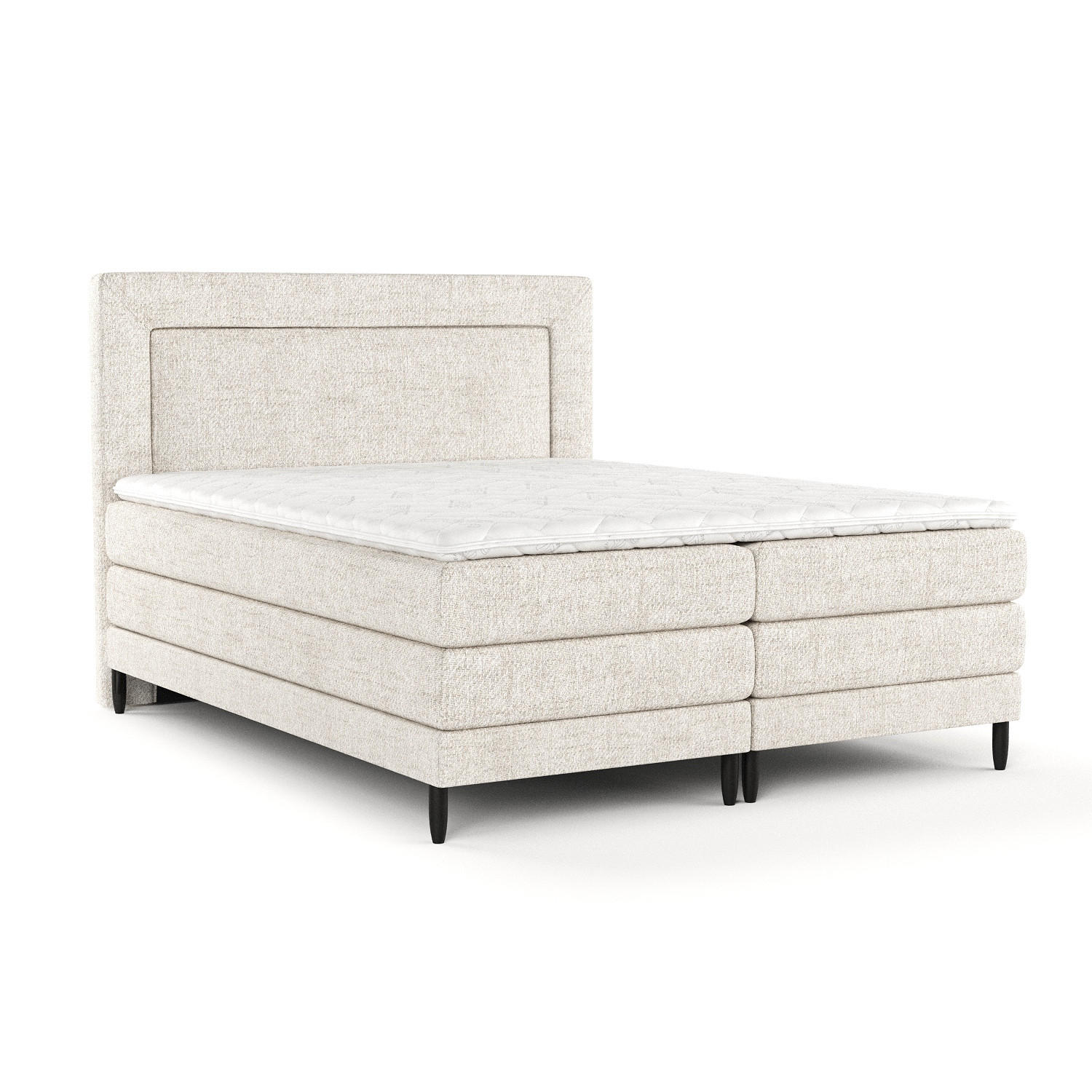 BOXSPRINGBETT Madame Creme 160/200 cm mit Matratzen und Topper - Creme/Schwarz, Holz/Holzwerkstoff (160/200cm) - Maison de Reve