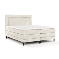 BOXSPRINGBETT Madame Creme 140/200 cm mit Matratzen und Latex-Topper - Creme/Schwarz, Holz/Holzwerkstoff (140/200cm) - Maison de Reve