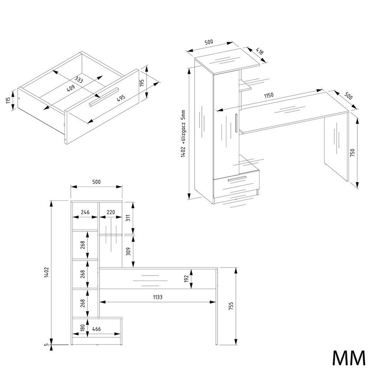 SCHREIBTISCH Artisan 143/140/50 - Eiche Artisan, Holzwerkstoff (50/143/140cm) - RAUMHIRSCH FURNITURE