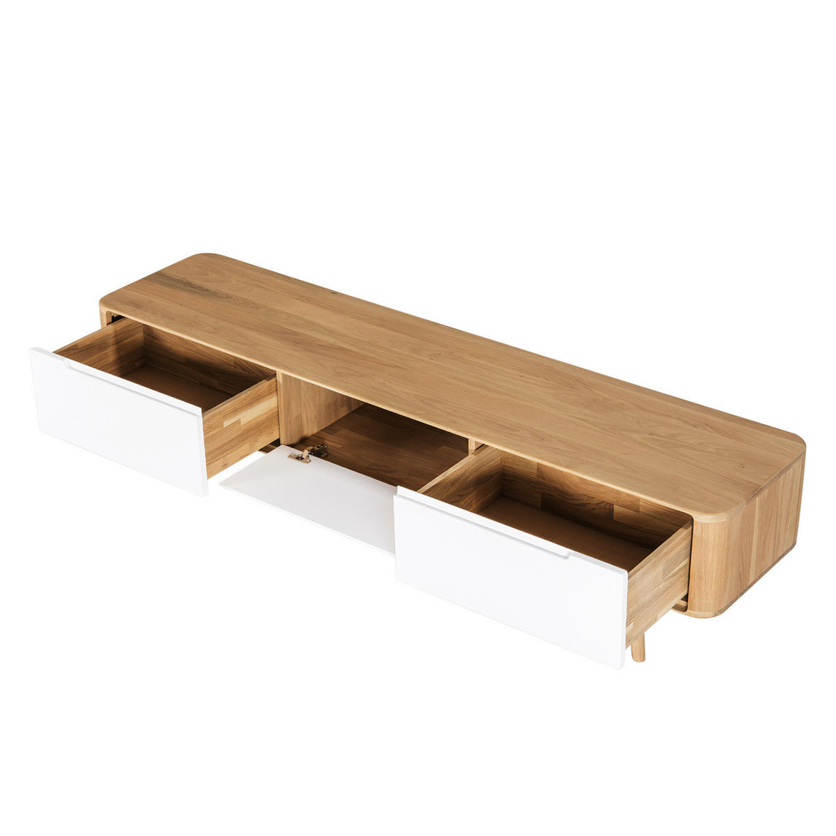 TV-LOWBOARD - Wildeiche teilmassiv - Wildeiche, Holzwerkstoff (180/45/42cm) - home24