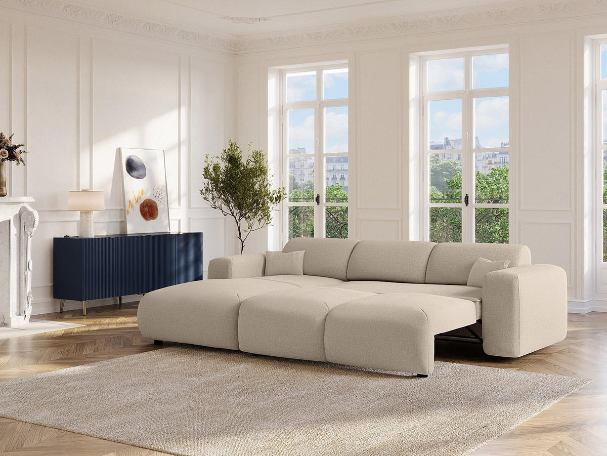 SOFA - 5 Personen - Stoff - Beige POGNI - Beige, Textil (283/77/180cm) - Vente-Unique
