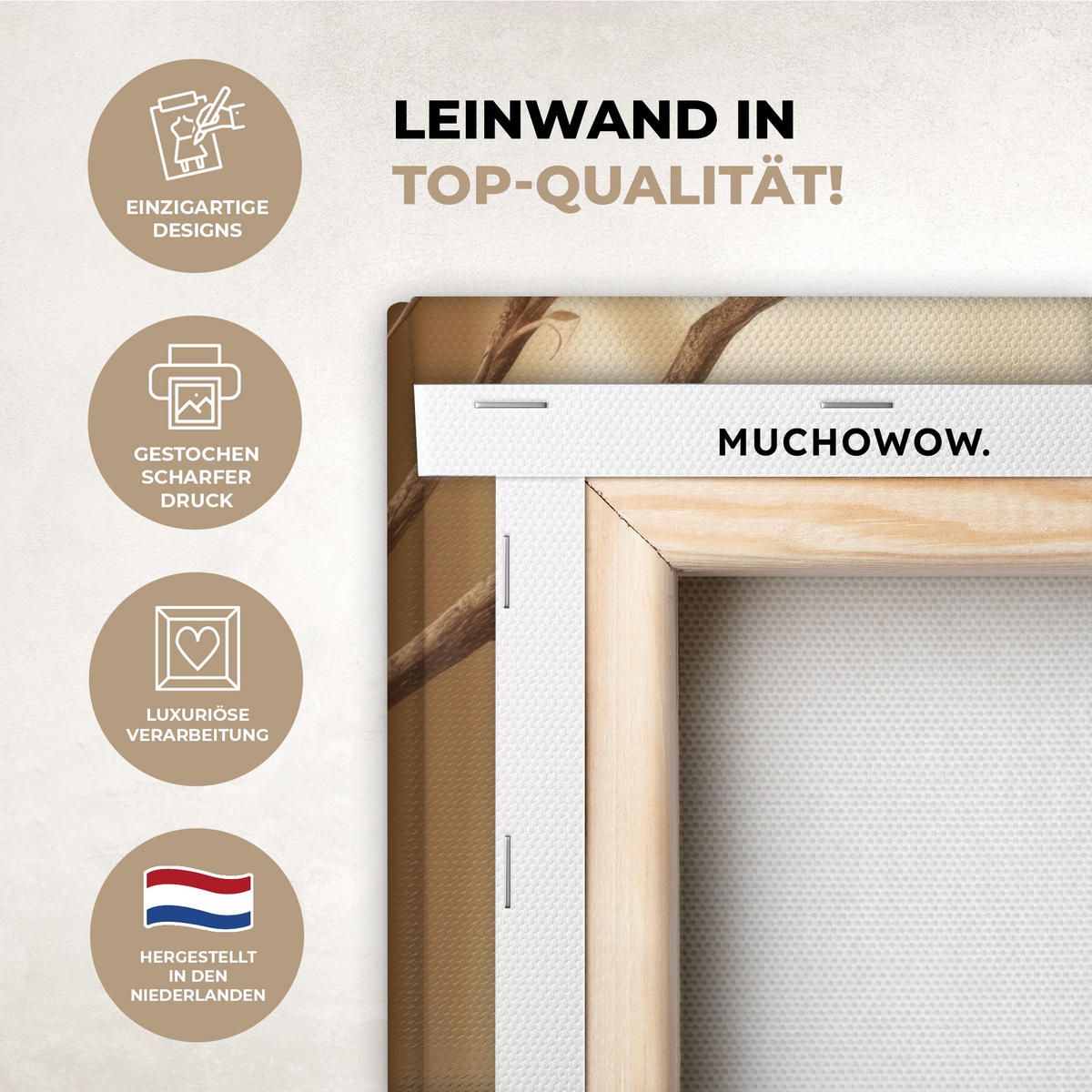 LEINWANDBILD Beige - Osterkuchen - Eier Deko Wohnzimmer 20x20 cm - Beige, Textil (20/20cm) - MuchoWow