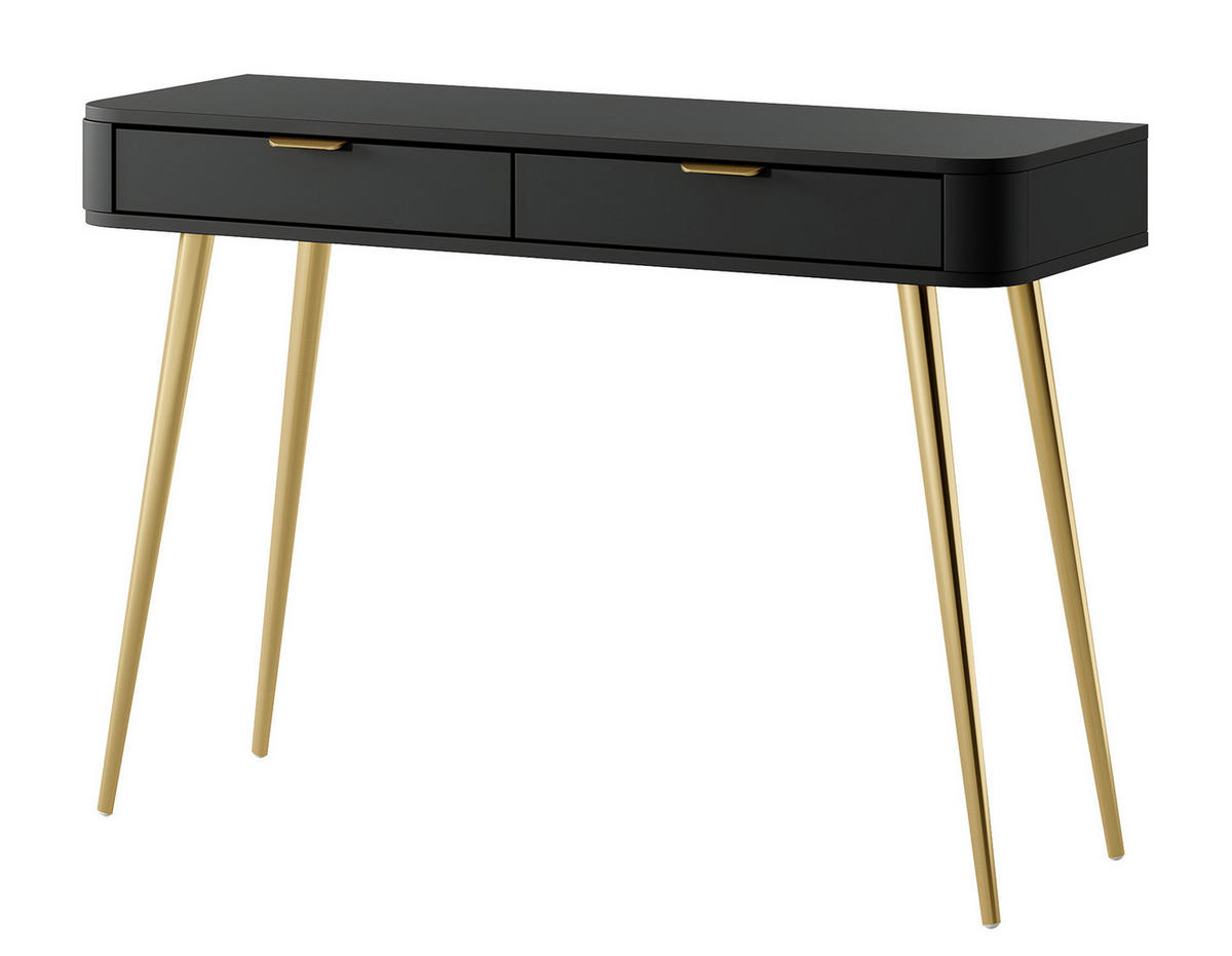KONSOLENTISCH Oval Schwarz 112 cm - Goldfarben/Schwarz, Holzwerkstoff/Metall (38/112/78cm) - Selsey