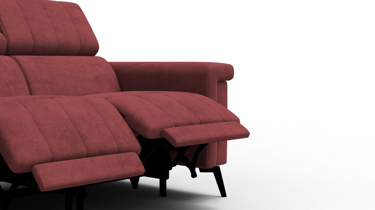 RELAXSOFA NORDEL 2-Sitzer, bordeaux - Bordeaux/Schwarz, Holz/Textil (150/80/105cm) - Courtois Laville