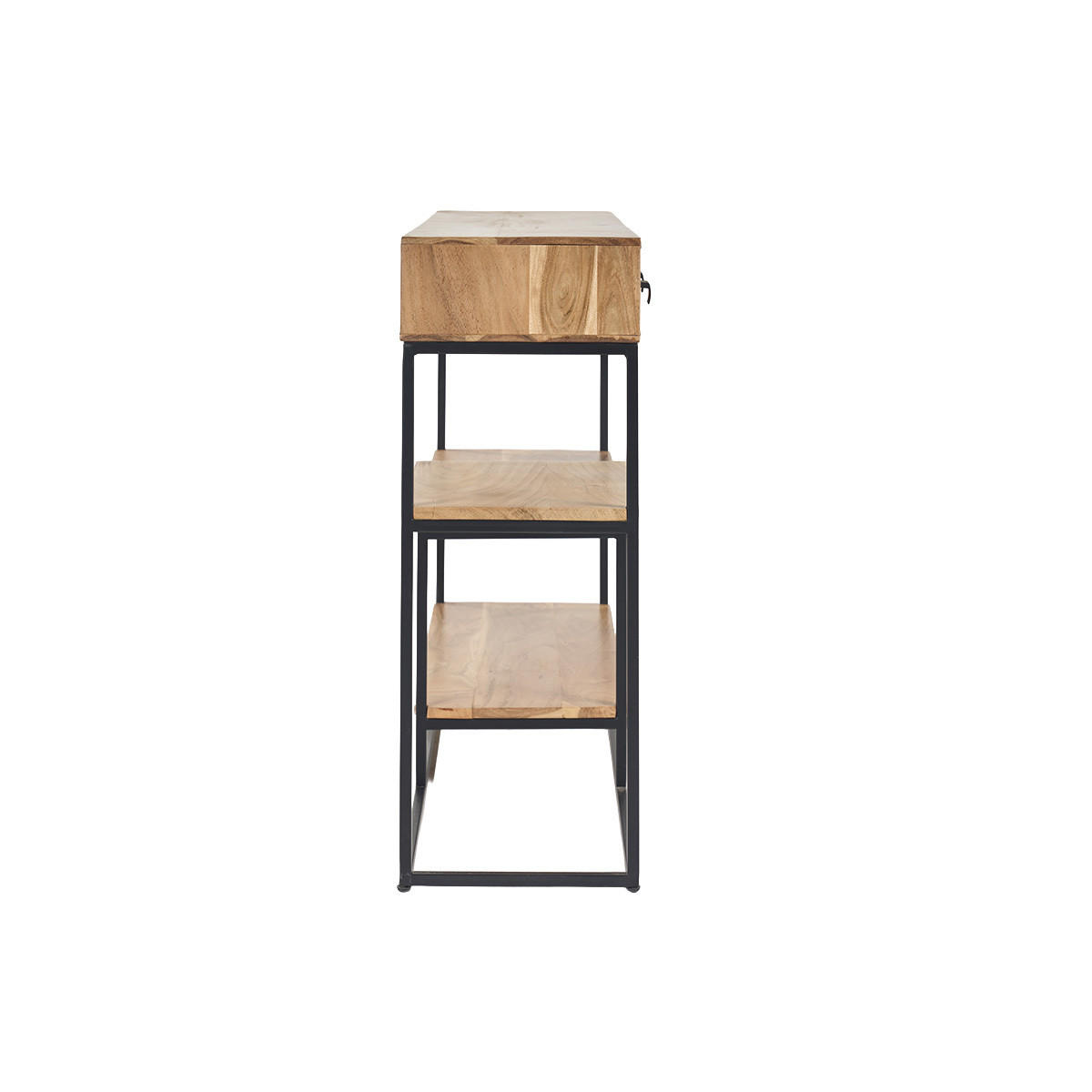KONSOLE 4 Schubladen Akazienholz Metall Schwarz L115 GRENELLE - Dunkelbraun, Holz (115/30/80cm) - Miliboo