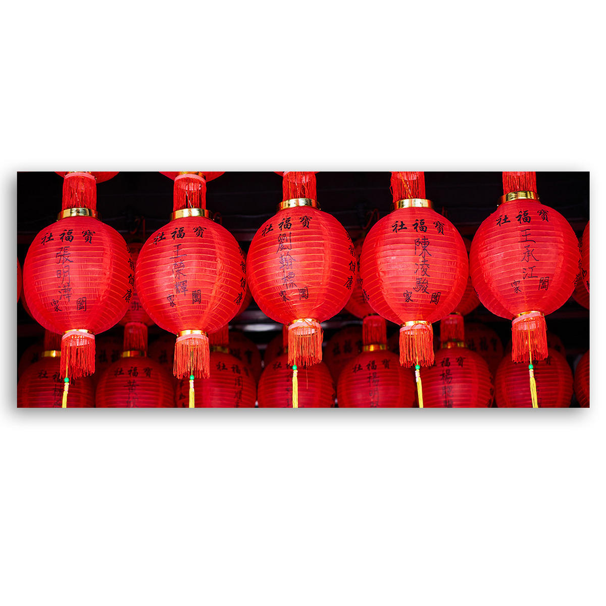 WANDBILD japanische laternen - Rot, Textil (90/30cm) - Feeby