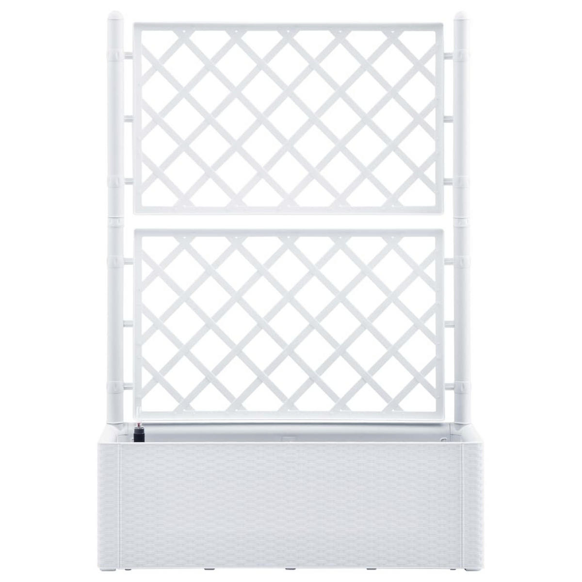 GARTEN-HOCHBEET mit Spalier und Selbstbewässerungssystem Weiß - Weiß, Holz (100/142/43cm) - furnicato