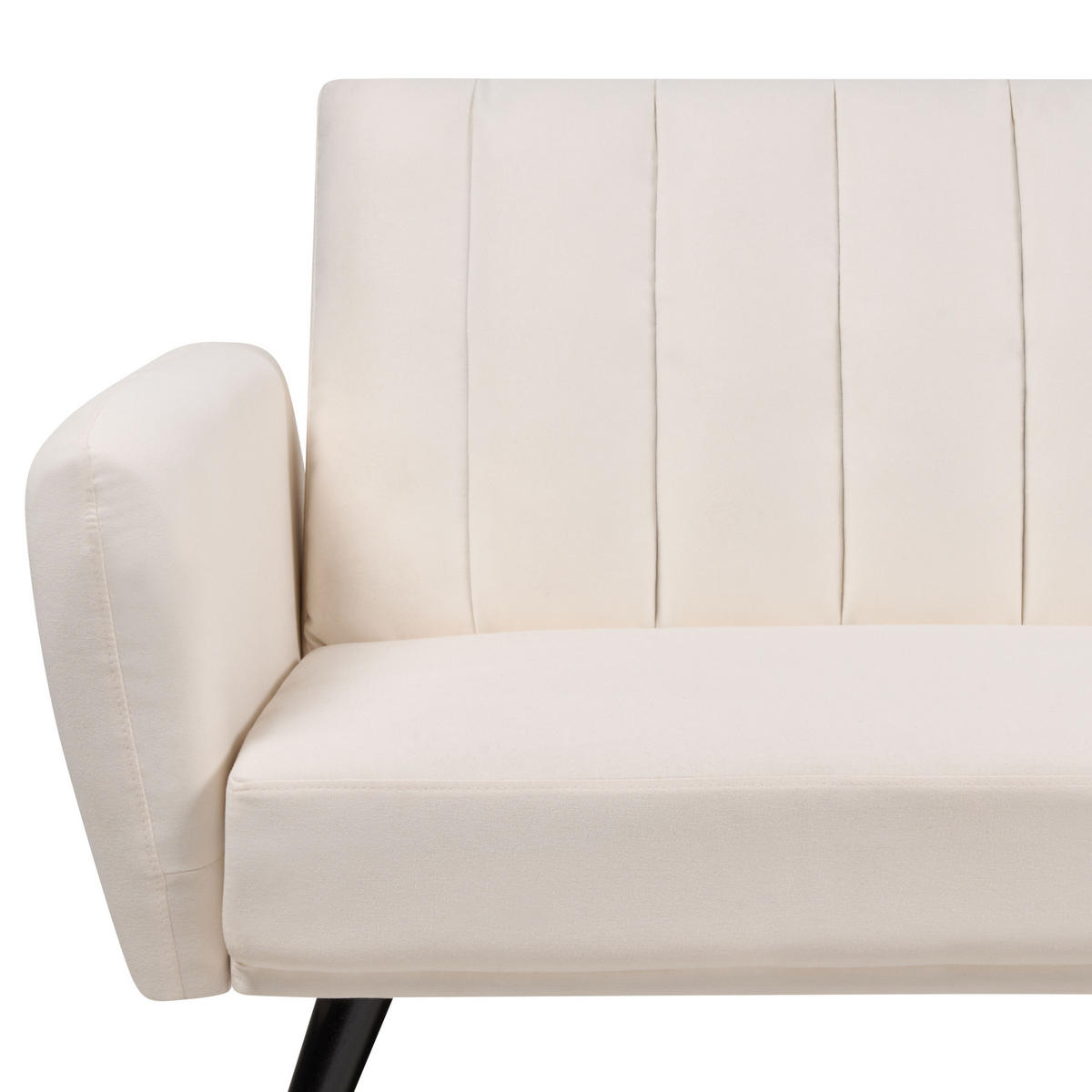 3-SITZER-SCHLAFSOFA Samtstoff hellbeige Vimmerby - Creme, Textil (212/90/80cm) - Beliani