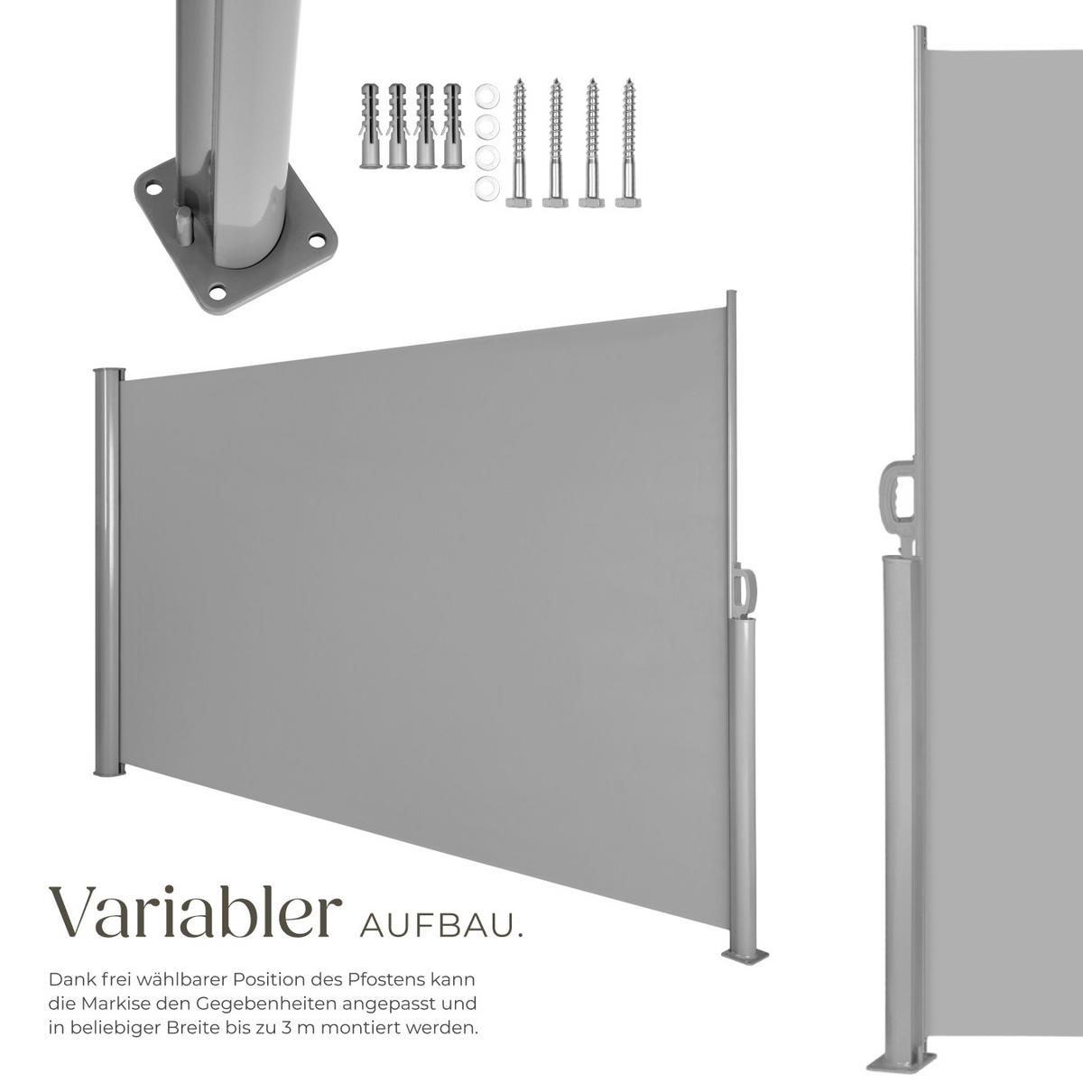SEITENMARKISE ,180 x 300 cm,grau - Grau, Textil (180/10cm) - tectake
