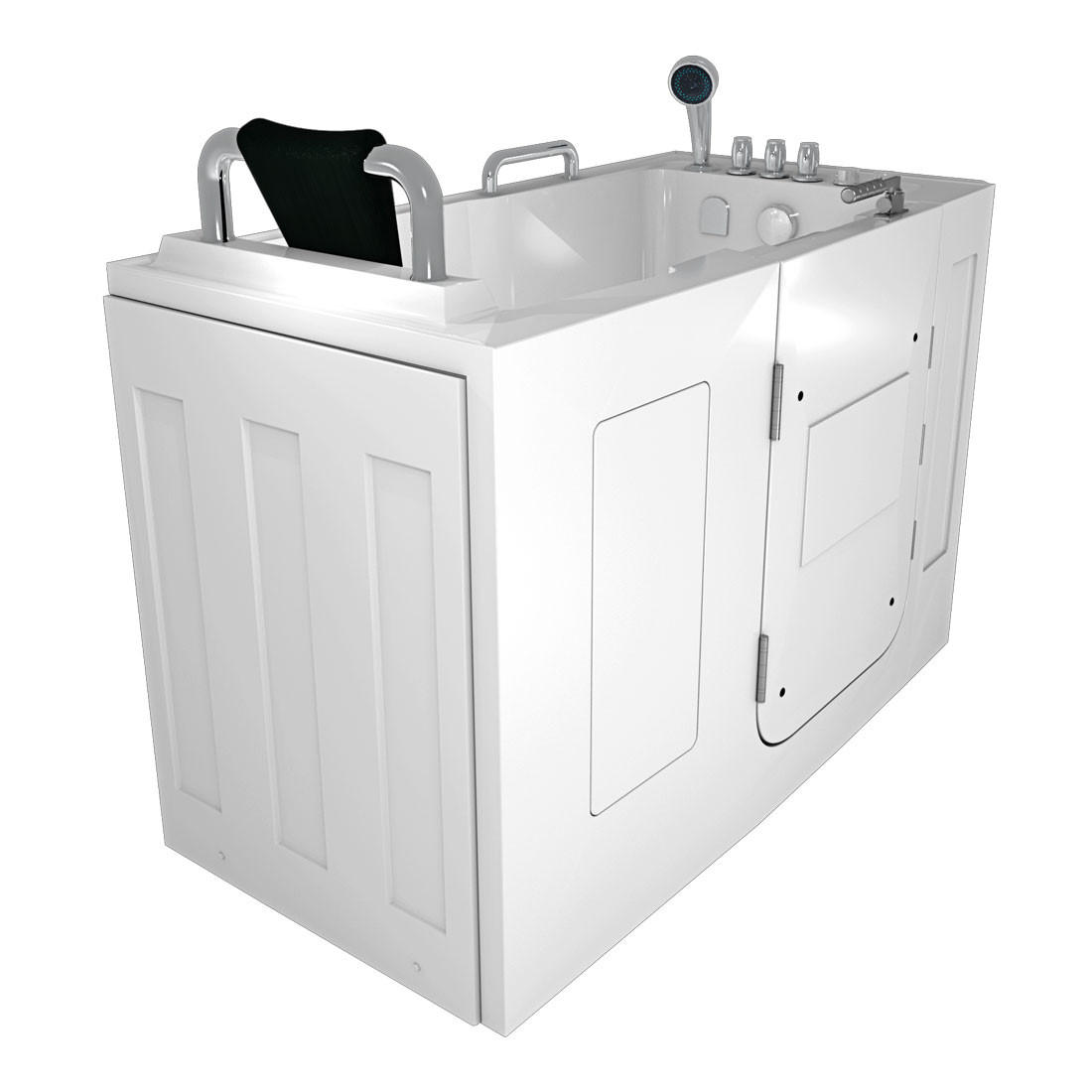 SITZWANNE Whirlpool mit Tür S07WP-TH-C-L - Weiß, Glas/Kunststoff (76/116/140cm) - AcquaVapore by Sandra Jentho