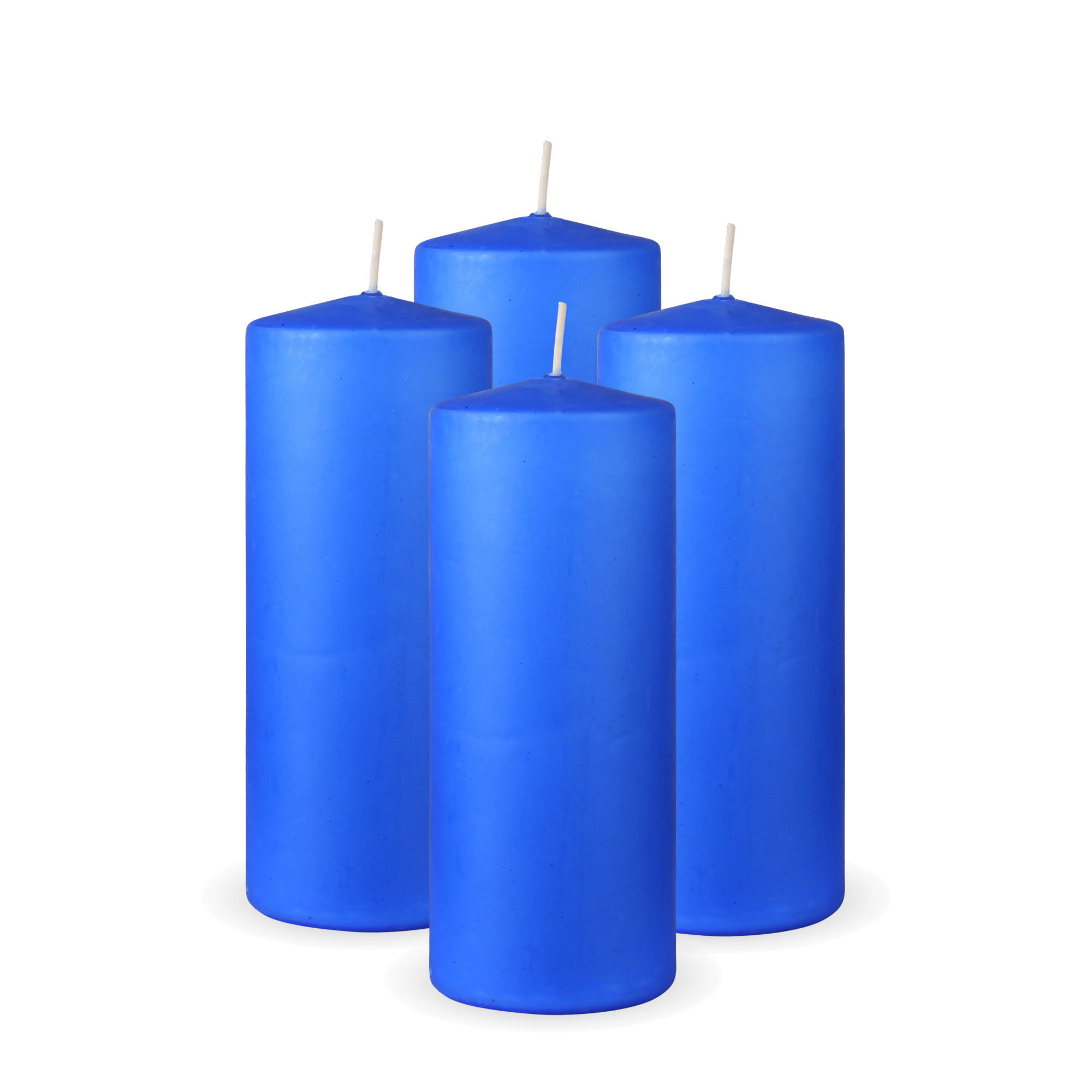 STUMPENKERZEN 4er Pack "Dunkelblau", Größe Ø7cm x Höhe: 16 cm - Dunkelblau, Naturmaterialien (7/16cm) - Bestlivings