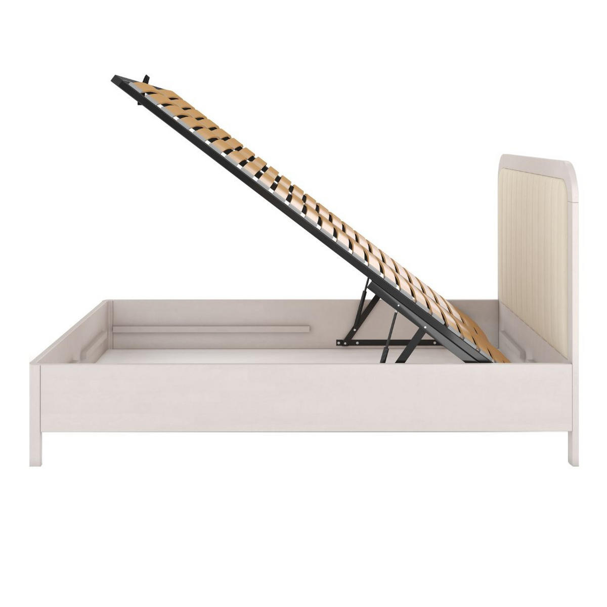 MASSIVHOLZBETT Modena mit Lattenrost und Bettkasten, Buche - lackiert, Weiß/Ecru, 180x200 - Ecru/Weiß, Holz/Buchenholz (180/200cm) - Visby