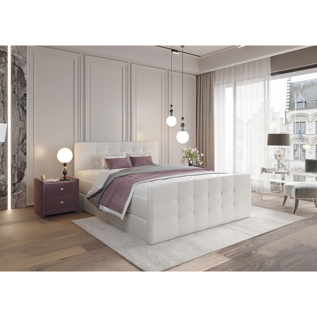 Thumbnail - Comfortic Boxbett, Weiß, Textil, H3, Rechteckig, 180x200 cm, Schlafzimmer, Betten, Boxspringbetten