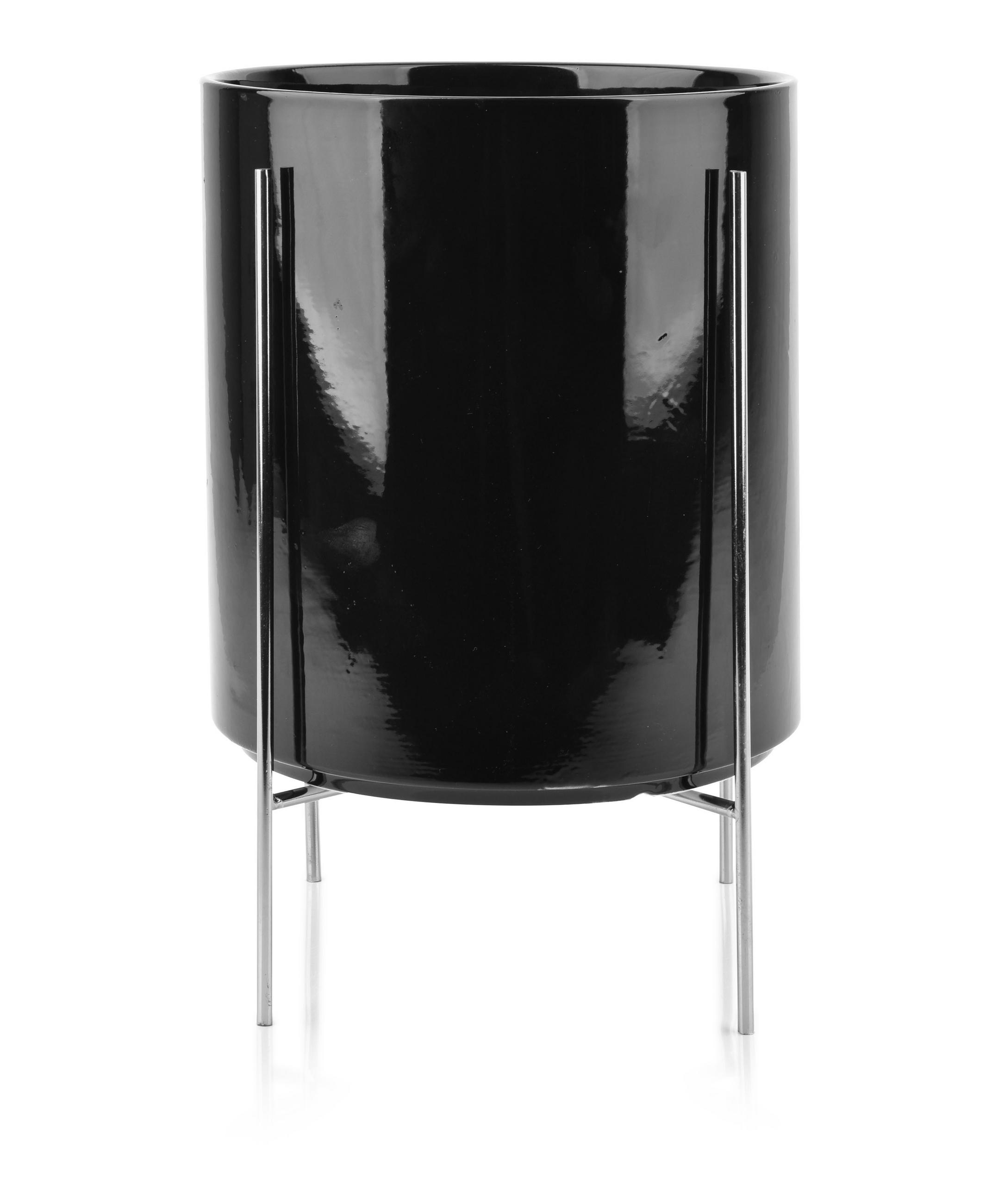 BLUMENTOPF Neva Schwarz 23/23/26 cm Keramik - Schwarz, Keramik (23/26cm) - Mondex