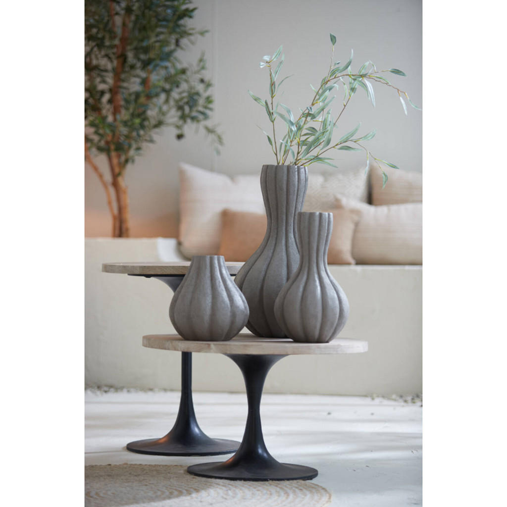 Thumbnail - Light & Living Vase, Grau, Kunststoff, 34 cm, Dekoration, Vasen, Bodenvasen