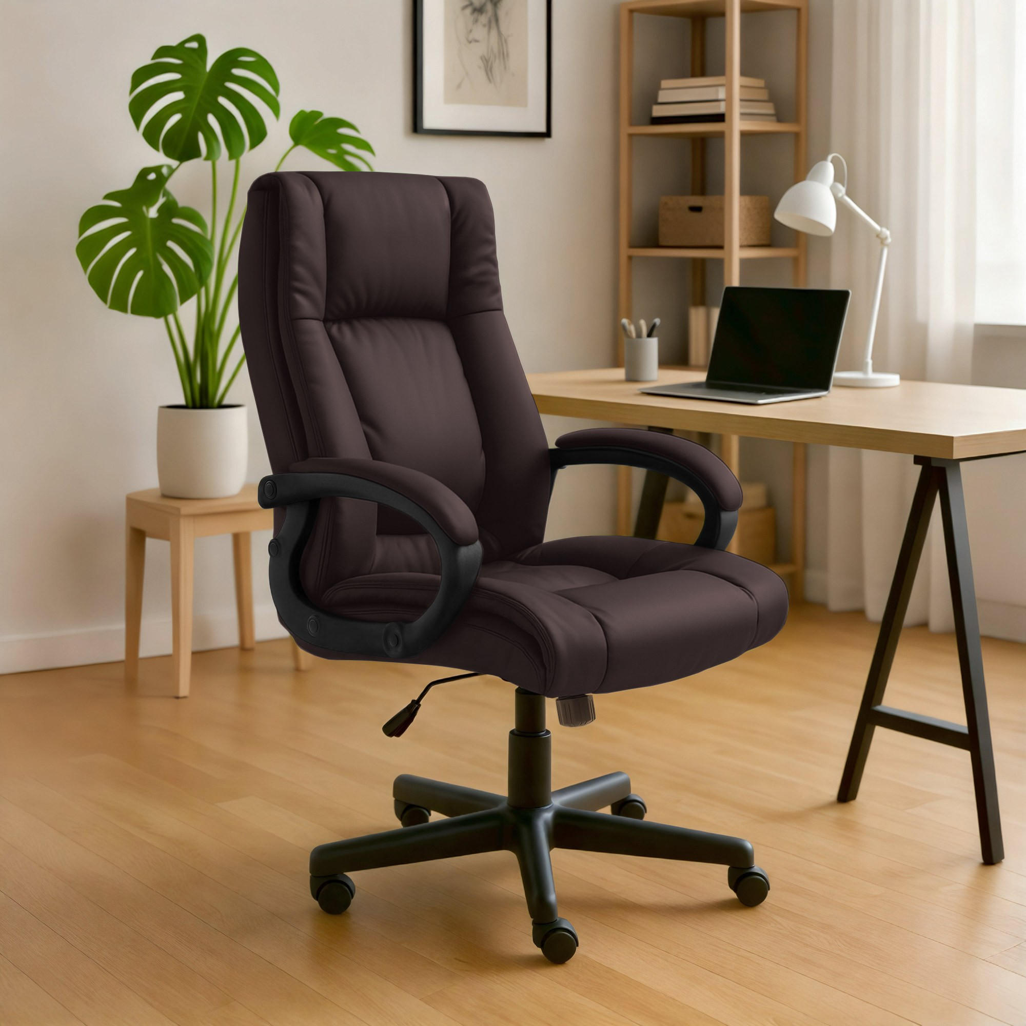 CHEFSESSEL Lederlook Braun - Schwarz/Braun, Kunststoff/Textil (66/106/70cm) - CLP