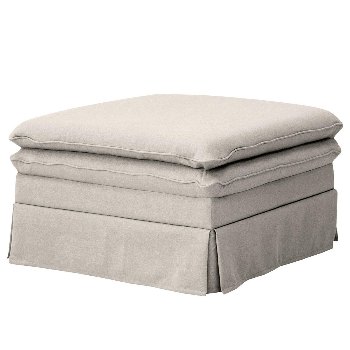 POLSTERHOCKER mit Husse - Webstoff - Hellgrau/Schwarz, Kunststoff/Textil (80/45/80cm) - home24