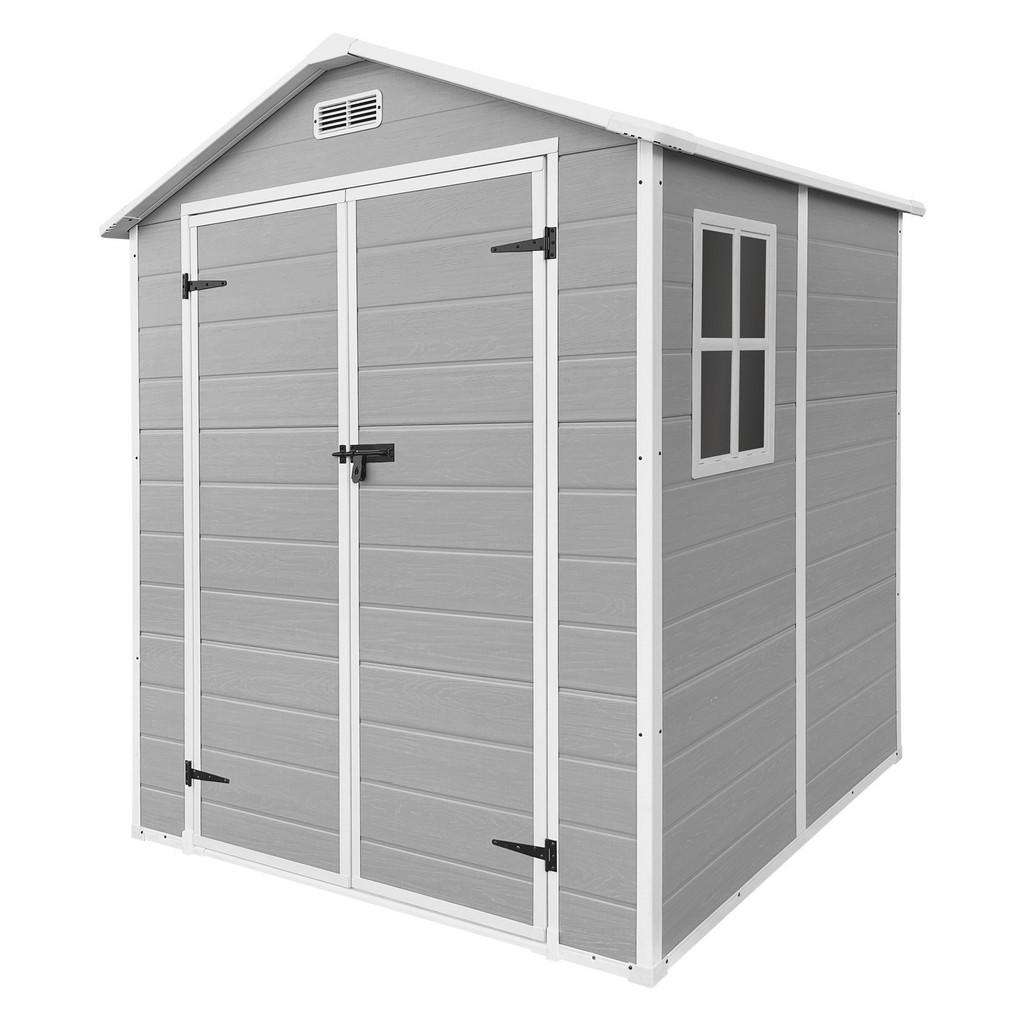 ECD-Germany ZAHRADNÍ DOMEK z plastu s podlahou 5 m³ 151 x 182 x 220 cm světle šedý