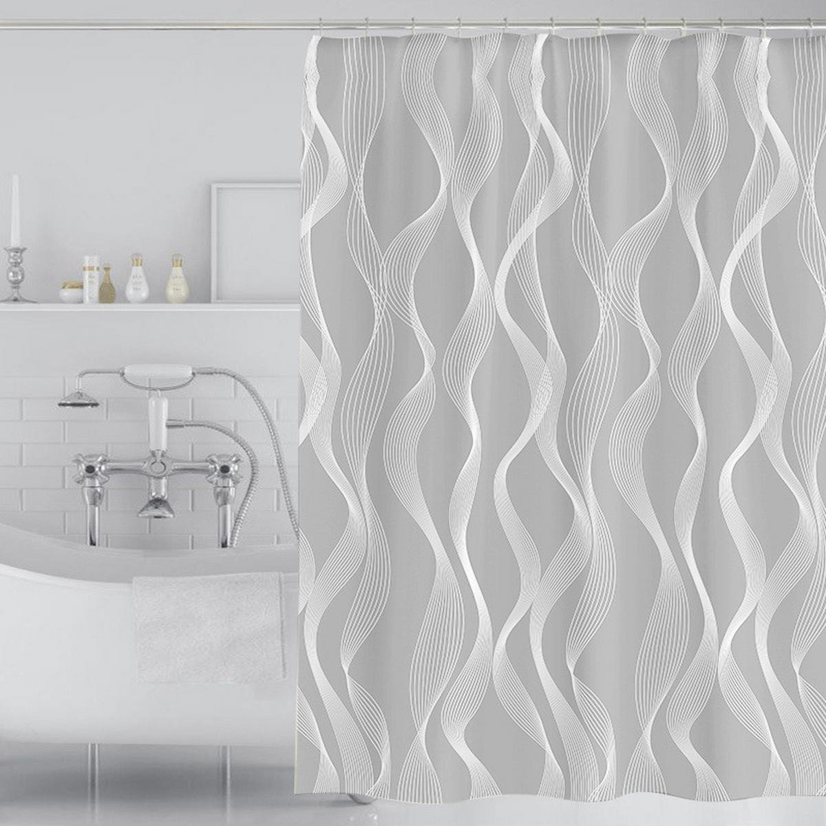 DUSCHVORHANG Grau wasserdicht fürs Badezimmer - Grau, Textil (200/200cm) - MCBOSON