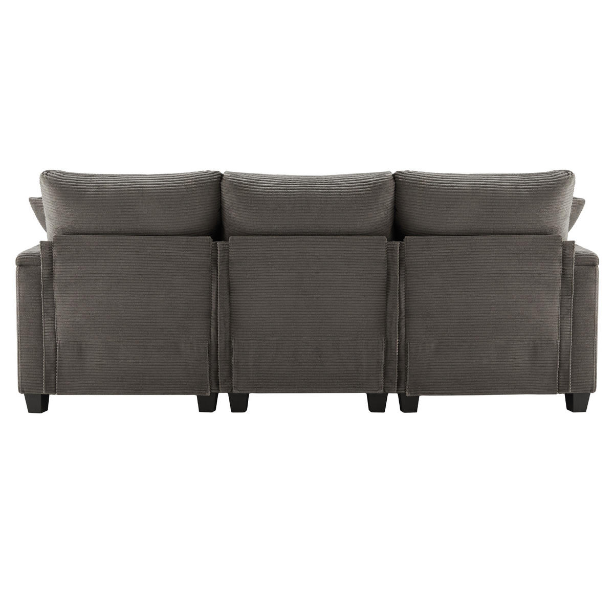 ECKSOFA 213.5/139/87 cm Dunkelgrau mit Fußhocker, Getränkehalter, USB-Ladegerät und Armlehnenablage - Dunkelgrau, Textil (213.5/139cm) - Oxeza