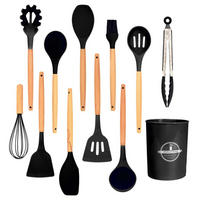 KÜCHENUTENSILIEN-SET (12-tlg.) - Schwarz, Kunststoff - Intirilife