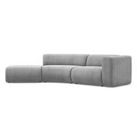 4-SITZER-SOFA Chenille Stoff Grau - Hellgrau/Schwarz, Kunststoff/Textil (335/70/166cm) - Makamii