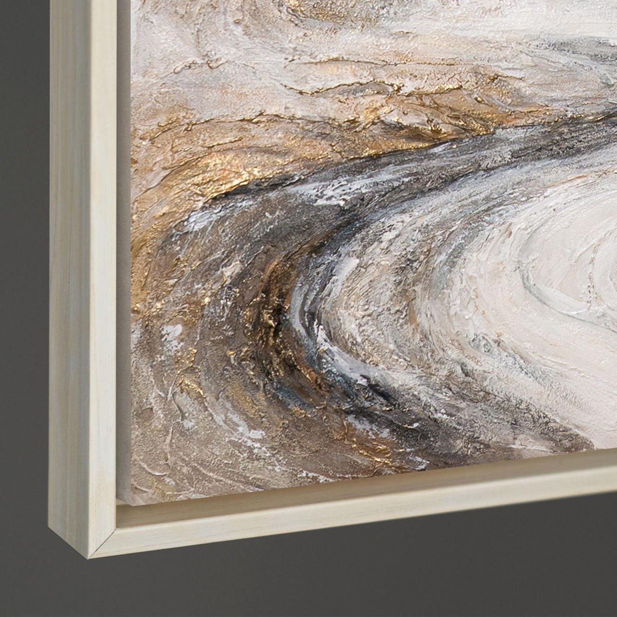 GEMÄLDE Wasserfall der Träume Schattenfugenrahmen Beige 140x100 cm - Beige, Holz (140/100cm) - YS-art gallery