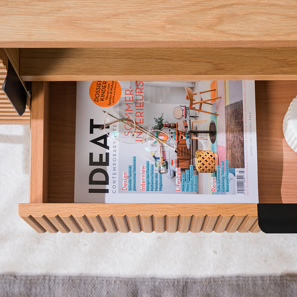 TV-LOWBOARD KNIVS - 120 CM - Eichefarben/Schwarz, Holzwerkstoff (120/50/40cm) - home24