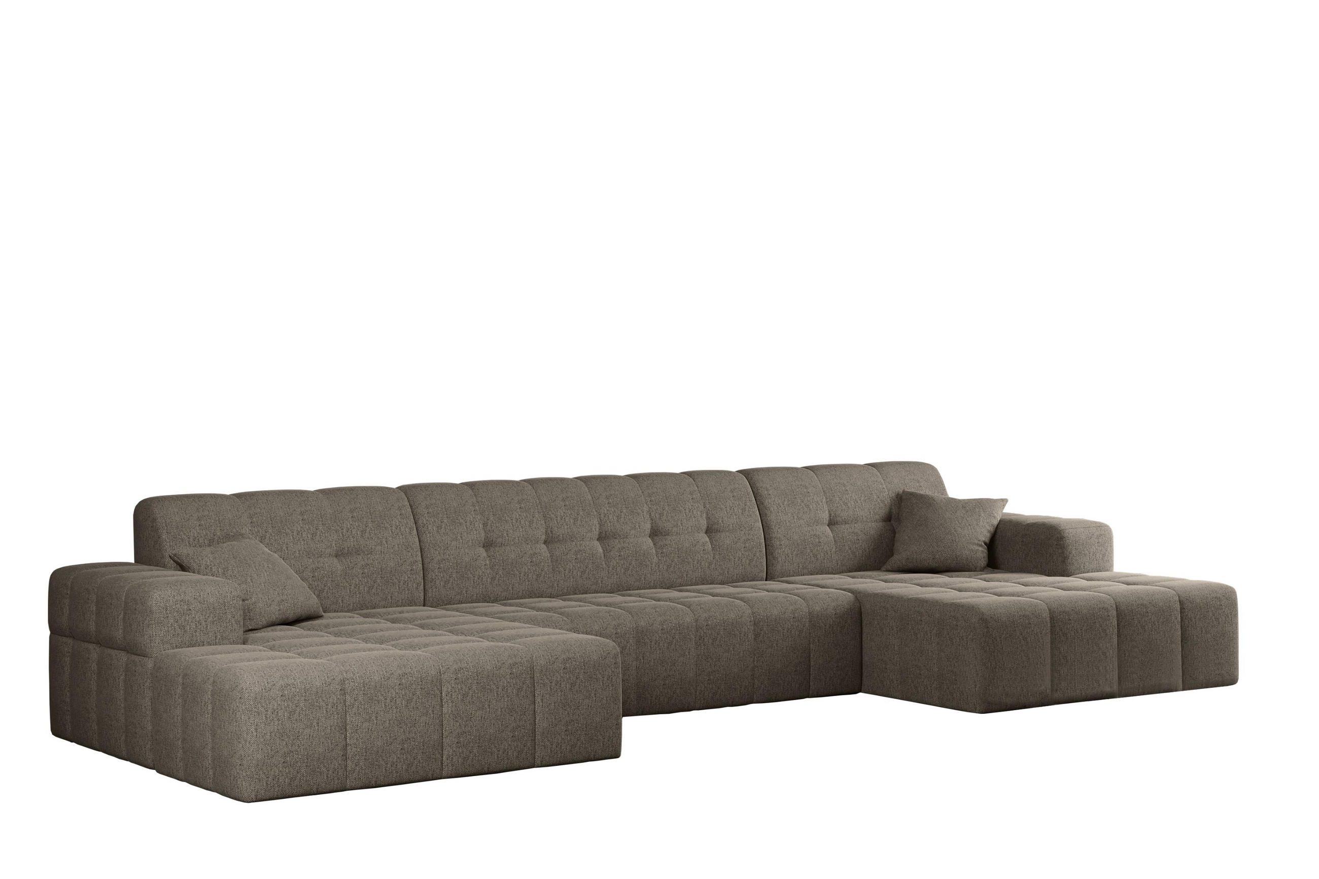 ECKSOFA U-form Wohnzimmer NIMES Stoff VERITA Dunkelbeige - Schlammfarben, Holz/Textil (350/168cm) - Kaiser Möbel